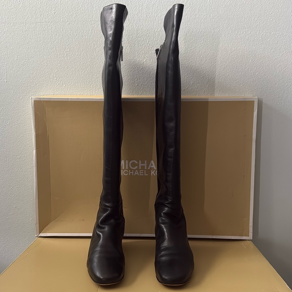 Michael Kors Black Leather Knee-High Boots